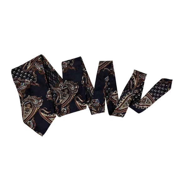 Izod Other - Izod Mens Silk Necktie Navy Blue Paisley Geometric Foulard Print Made in USA
